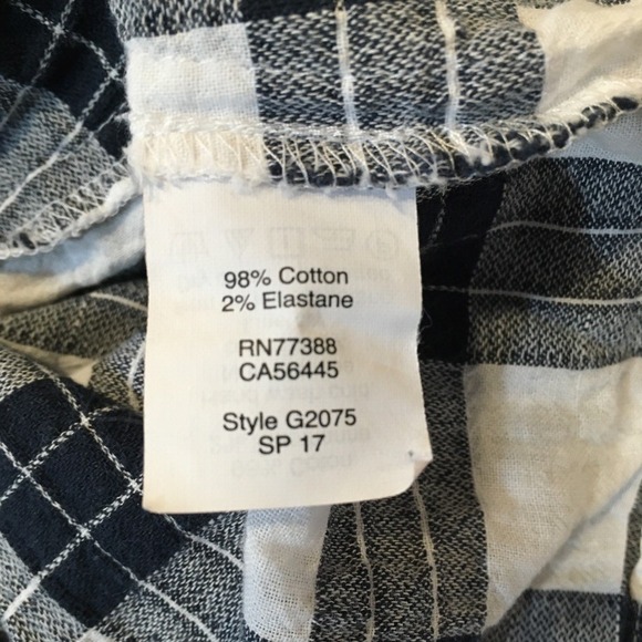 Madewell Plaid Tie Front Top Women XL Blue White Button Back Preppy Picnic Casua - Picture 9 of 11